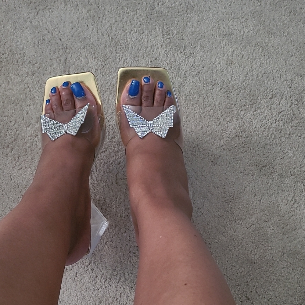 Fashion Nova Gold and Silver Heels